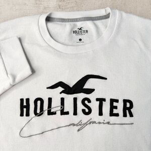 Vtg Hollister Mens Large Thermal Long Sleeve Shirt White Spell Out Bird Y2K